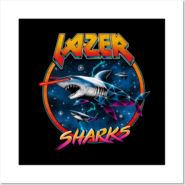 Lazer Sharks Wall Art by Vincent Trinidad Art